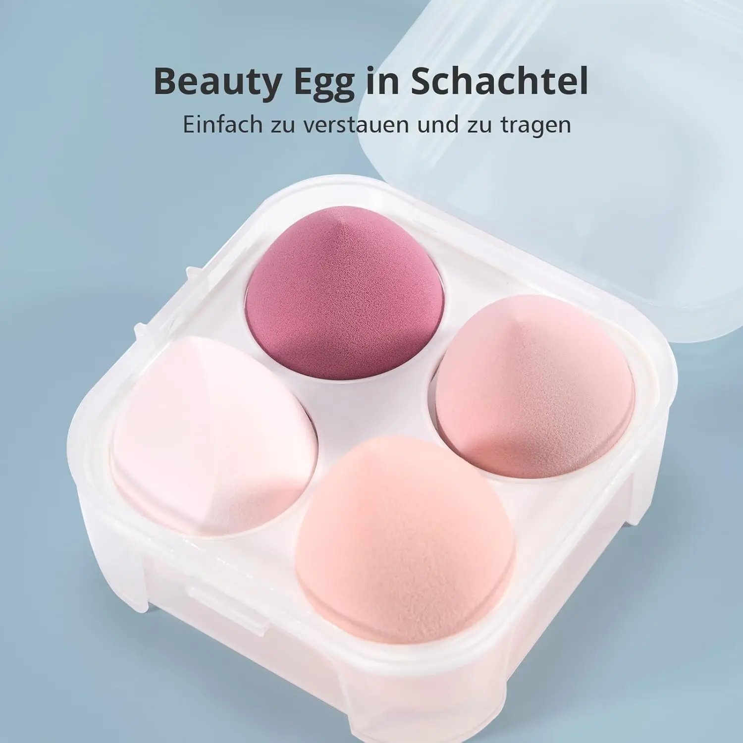 Lot de 4 Éponges Maquillage، Éponge Visage pour Fond de Teint، BB Crème، Correcteur et Poudre، avec Boîte de Rangement