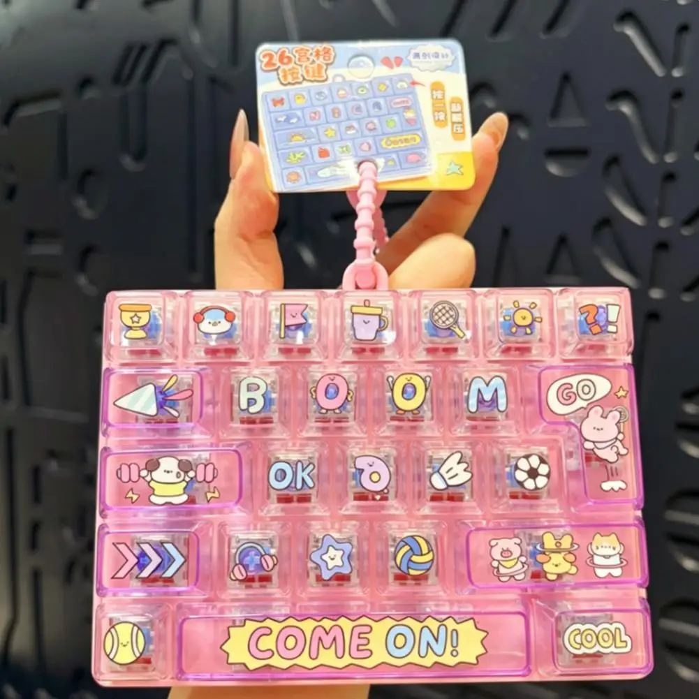 26Grid Keycap Clicker Anti Stress Fidget Keyboard Keychain Decompression Button Cartoon Hand Relax Party Favor Gift Wholesales