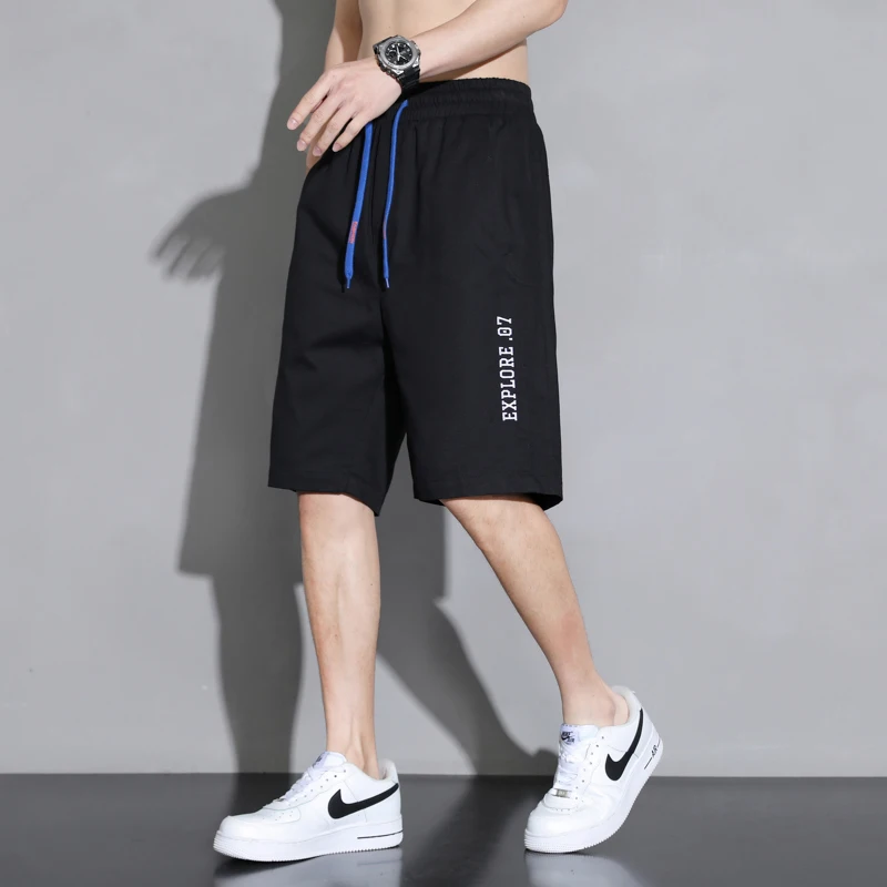 Summer Cotton Casual Pants Men Fashion Loose Sweat Pants Men Jogging Straight Leg Pants Shorts Street Versatile Harajuku Short