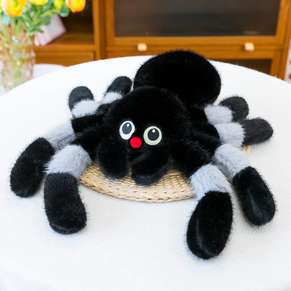 

Holloween Decor Colored Eye Spider Plush Doll Fluffy Interactive Spider Stuffed Animal Toy Collection Handmade