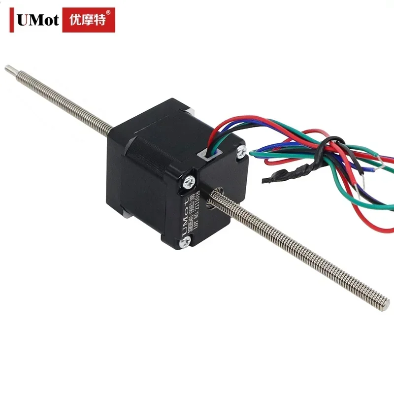 UMOT Small Nema14 Non Captive Lead Screw Linear Stepper Motor with Screw Length 190mm Thrust 105N Torque 0.220Nm Stepping Motor