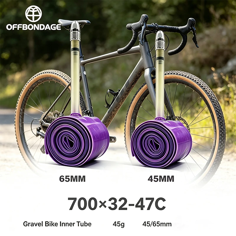 OFFBONDAGE 2 Stück Gravelbike-Schlauch Ultraleicht 45g 700C X 32c 35c 37c 40c 47c Fahrrad TPU Französisches Ventil 45/65mm MTB29 Straßenrad – Detail 2