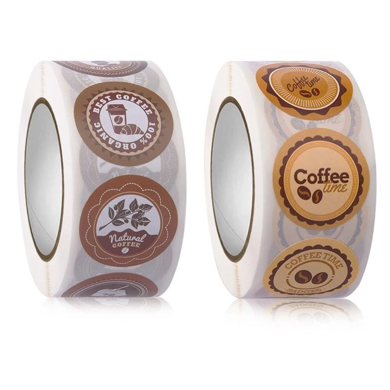 500枚のコーヒードリンクコーヒーカップ用のステッカーグリーティングカード小包キャンディーバッグ