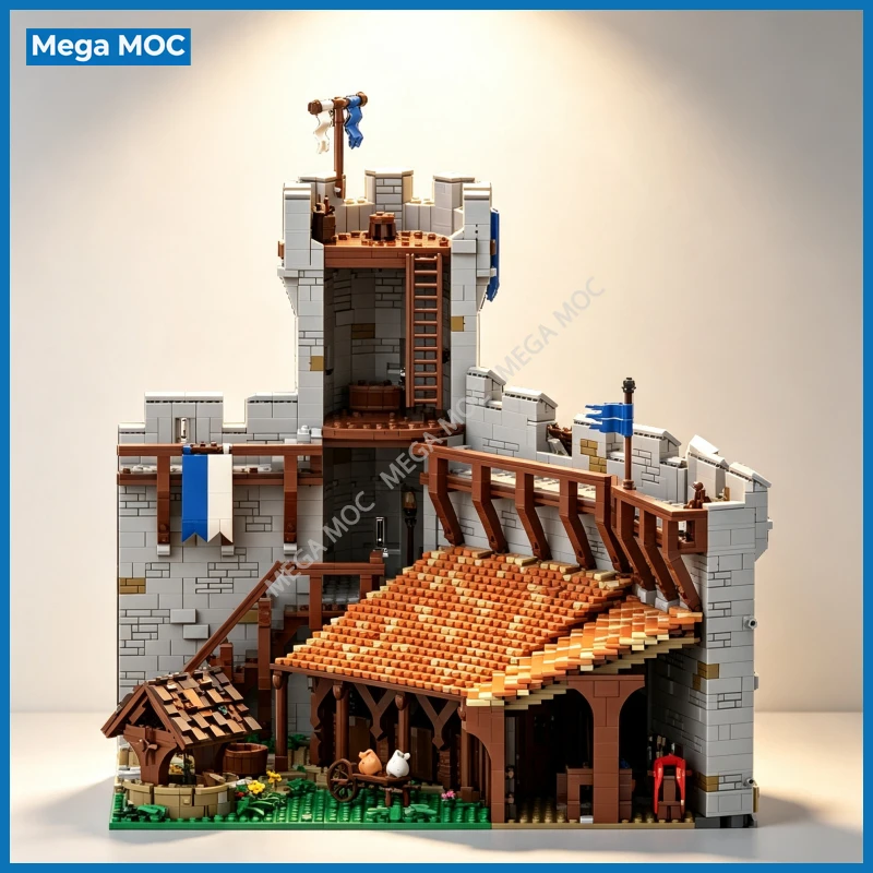 DIY Medieval Castle Diorama Blocks Stables  Functional Ancient Castle Life Scene Accessories, Assembly Brick