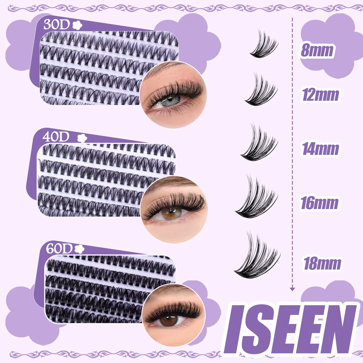 Conjunto de extensão de cílios diy, diferentes estilos, aparência natural, 8-18mm, com removedor de ligação e vedação, pinça portátil, conjunto de viagem