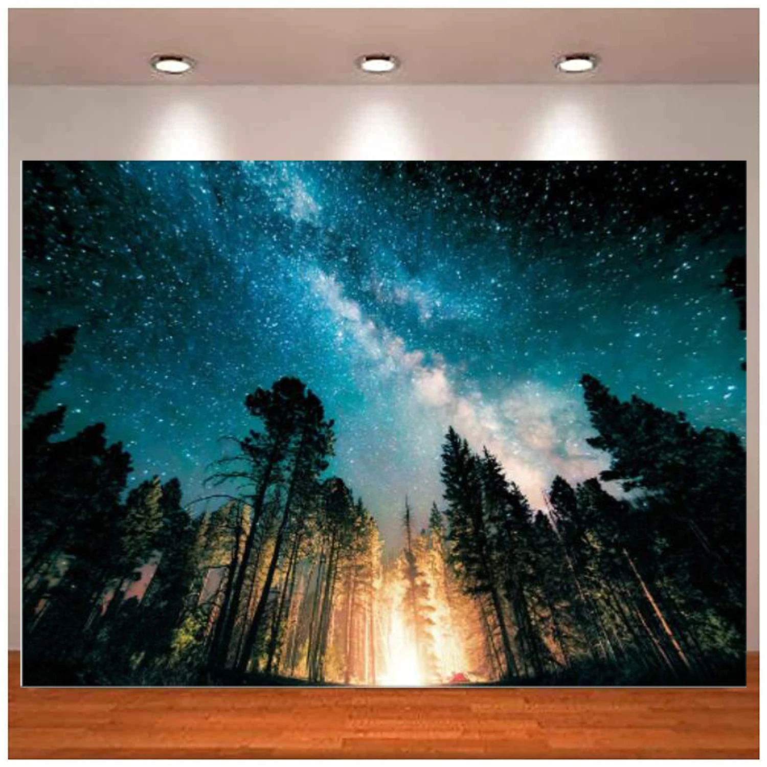 

Photography Backdrop Galaxy Forest Starry Tree Night Sky Nature Wall Landscape Background for Dorm Living Room Bedroom Decor