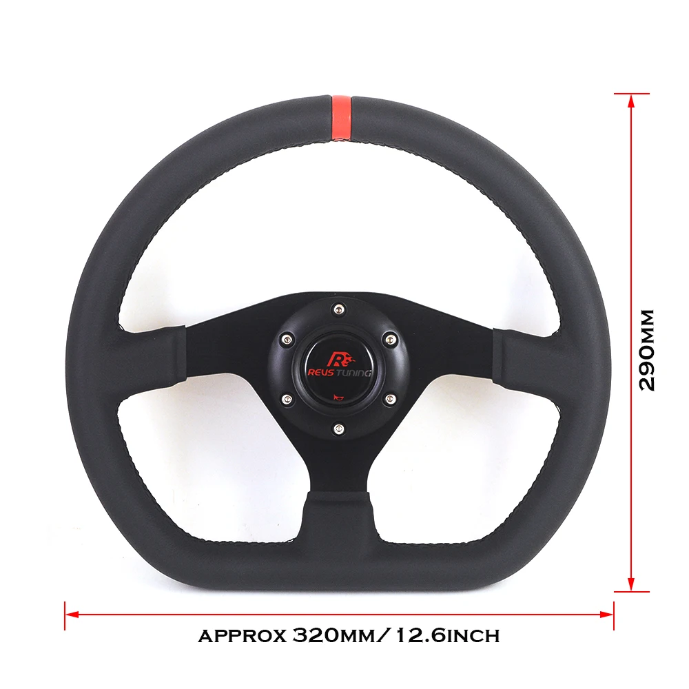 High Quality 320mm 12.6\'\' D Shaped Leather Flat Drift Racing Race PC Game Car Truck Driving Simulator Simulation Steering Wheel