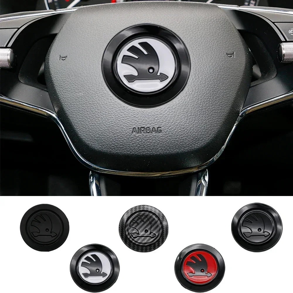 

Автомобильный значок на руль, эмблема, наклейка, авто аксессуары для интерьера для Skoda Yeti Kodiaq Octavia Karoq Kamiq Fabia Rapid Superb