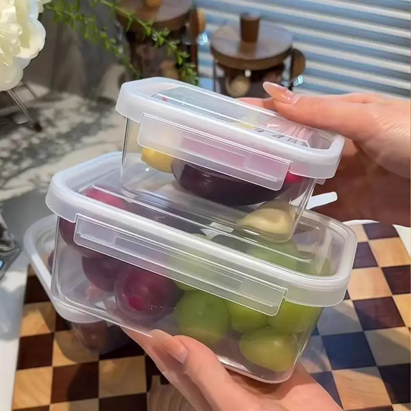 Kitchen Refrigerator Sealed Rectangular Refrigerator Storage Box With Lid Plastic Crisper Microwave-heated Lunch Box Storage Box