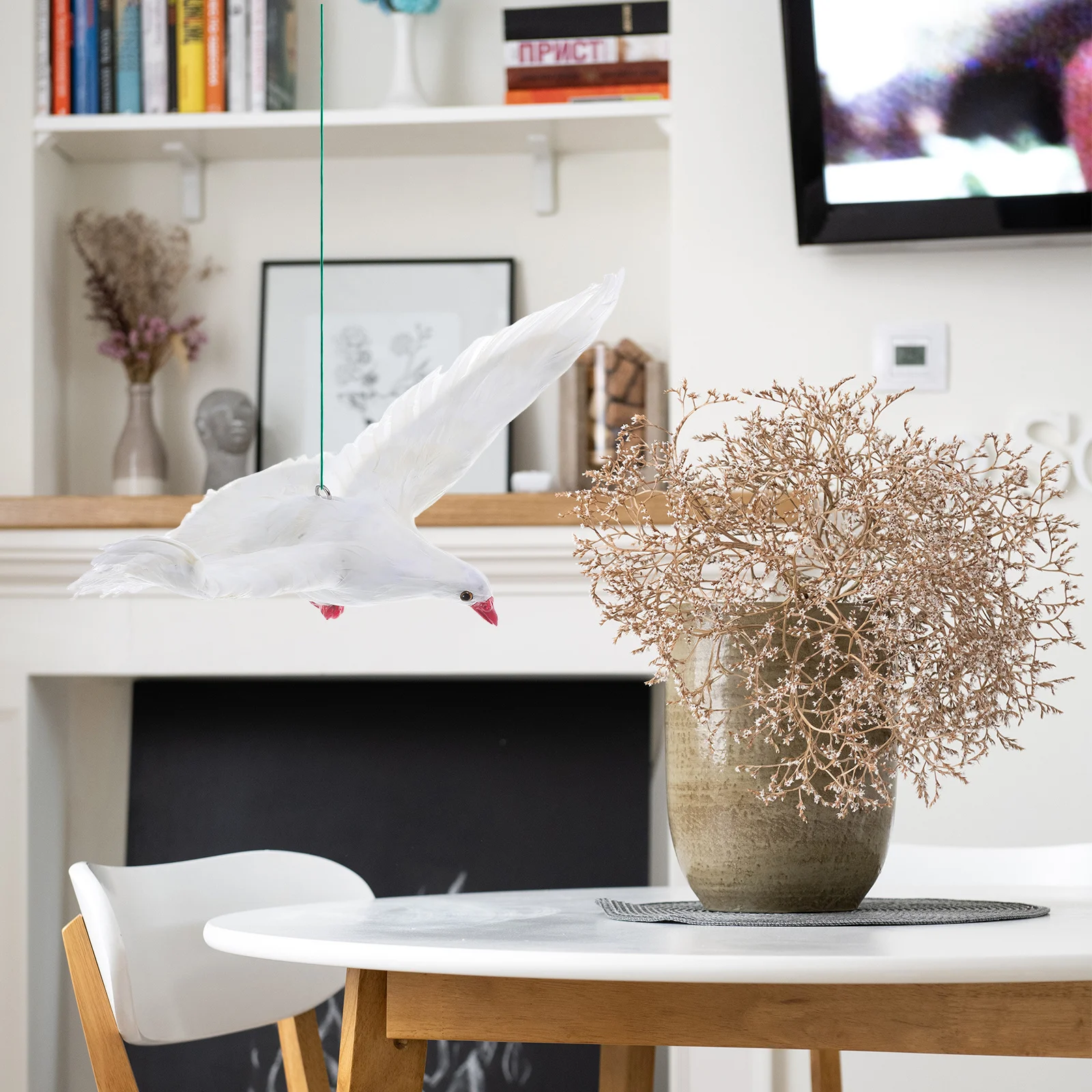 

Feathered Pigeon Hanging Ornament Handmade Realistic Dove Bird Decor For Indoor Living Room Bedroom Wedding Garden Lightweight