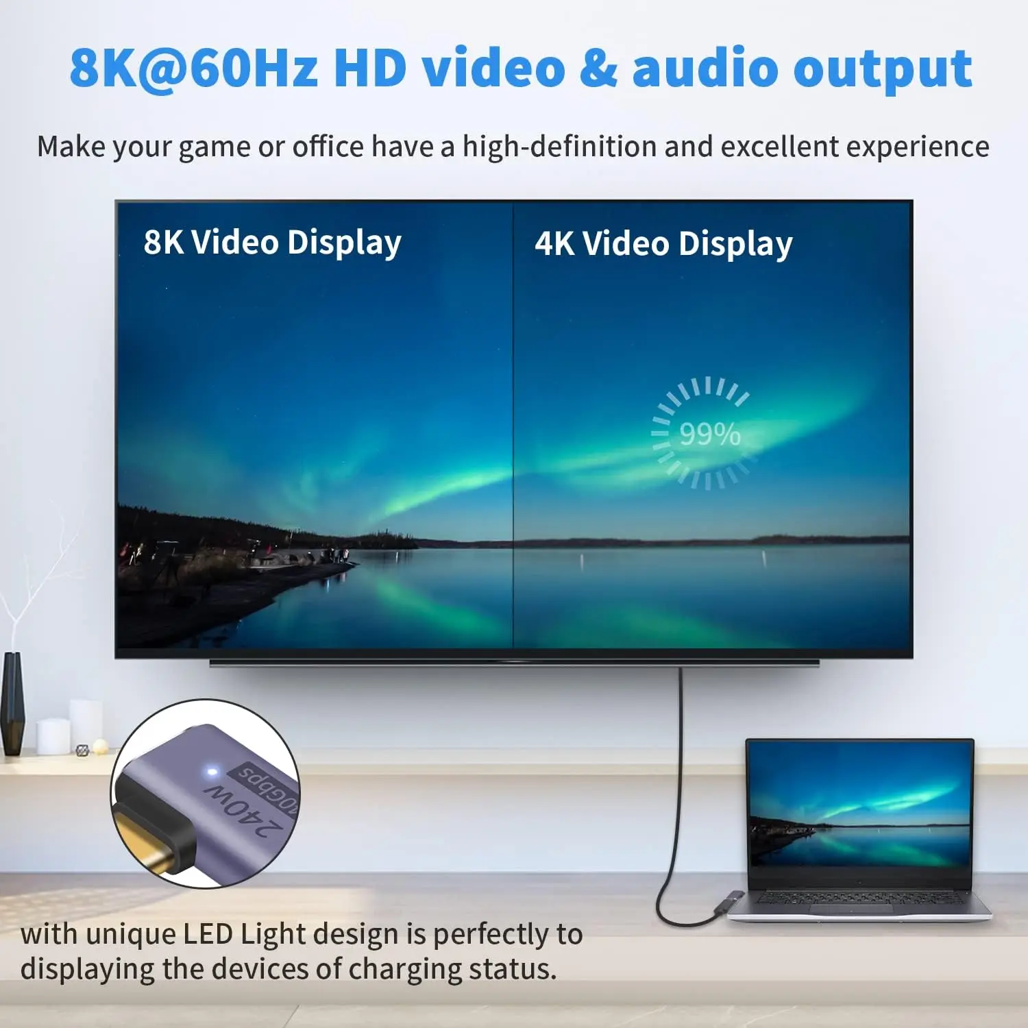 Adaptateur USB C à angle droit 240W, 40Gbps, résistant à 90, mâle vers femelle, en forme de L, avec vidéo 8K @ 60Hz, 2 paquets