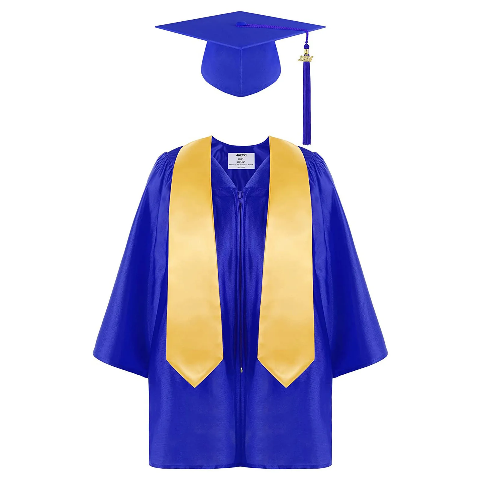 Vestido escolar para niños, uniforme escolar para niños, vestido de graduación para preescolar, conjunto de gorro con borla y chal, 2024