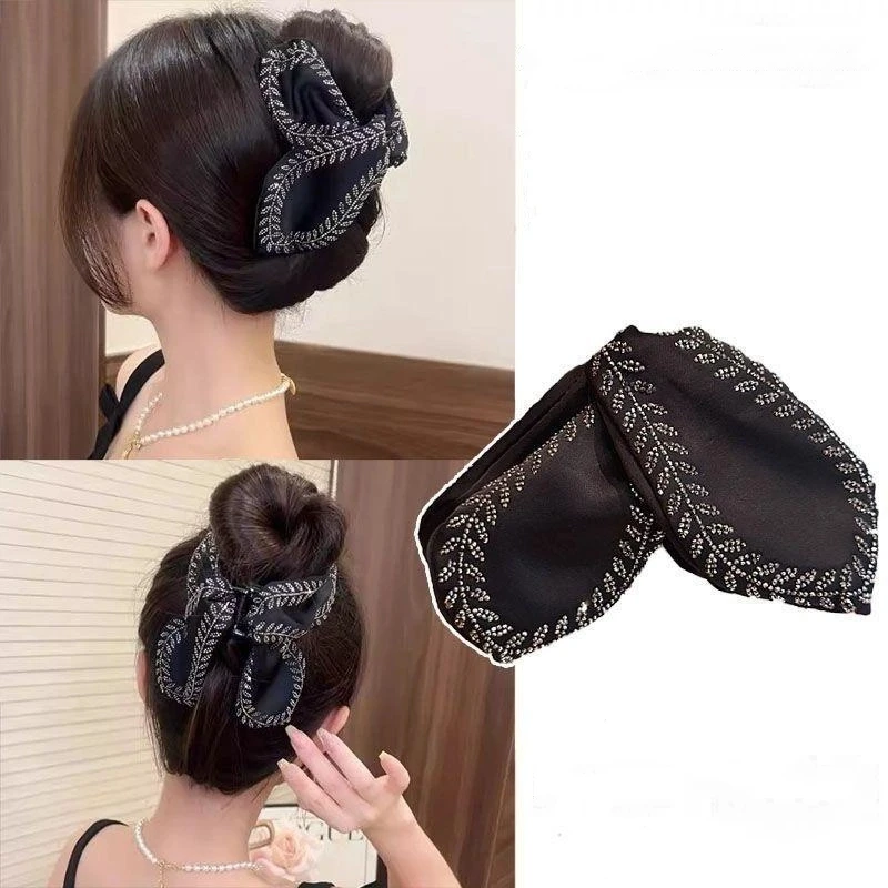 

Wheat Spike Butterfly Knot Triangle Clip Women's Graceful Audrey Hepburn Style Large Shark Clip Hairpin