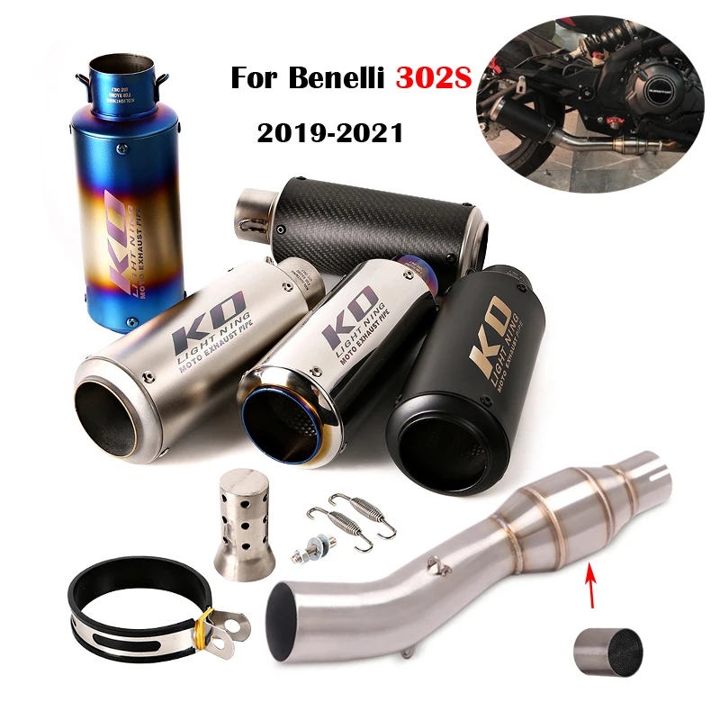 

Slip On Exhaust System For Benelli 302S 2019 2020 2021 Motorcycle Mid Link Connect Tube 51mm Mufflers DB Killer Stainless Steel