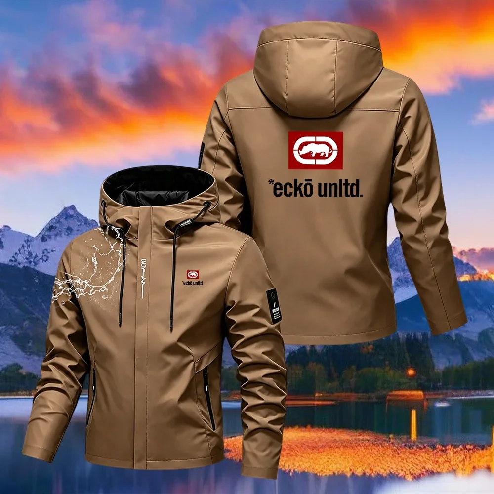 2026 Men's Waterproof Raincoat Hooded Lightweight Cycling Jacket Street Style Hiking Windproof Outdoor Leisure