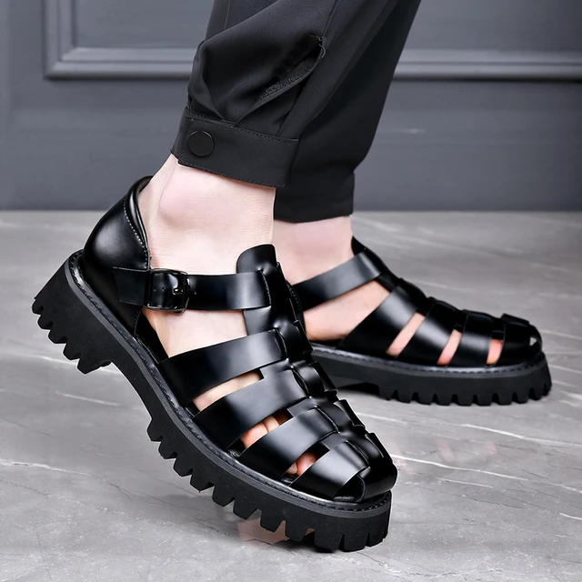 Mens fashion strappy leather sandals