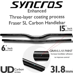 SYNCROS Fraser SL Black Full Carbon  Mountain Handlebar, Bicycle MTB Bike Handlebar/Flat/Rise Clamp 31.8mm660-740mm