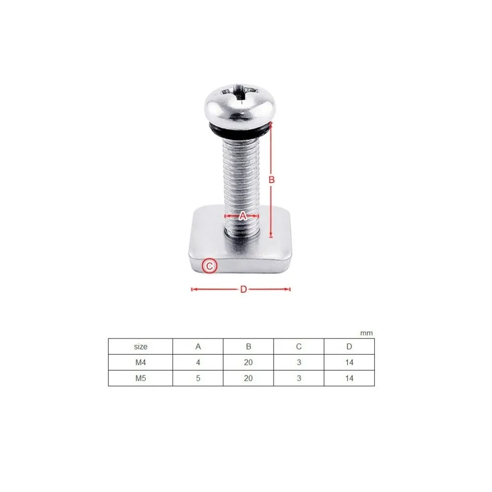 M5 Thread Size Surfboard Fin Screw Plate With O Ring Marine Grade Fin Fixing Tool Durable Fasteners Cross Head Drive