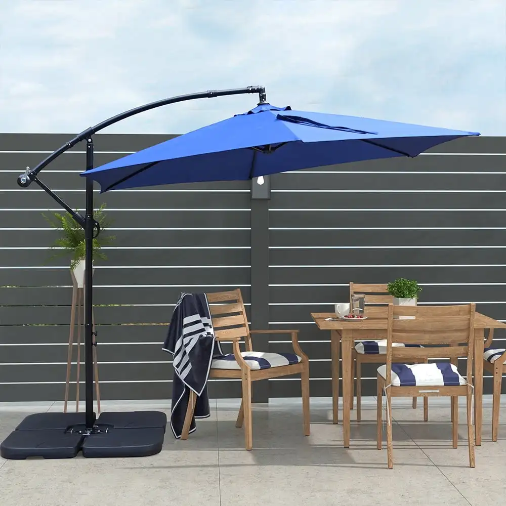 

Navy Outdoor Hanging Cantilever Umbrella with Crank Mechanism - 10ft
