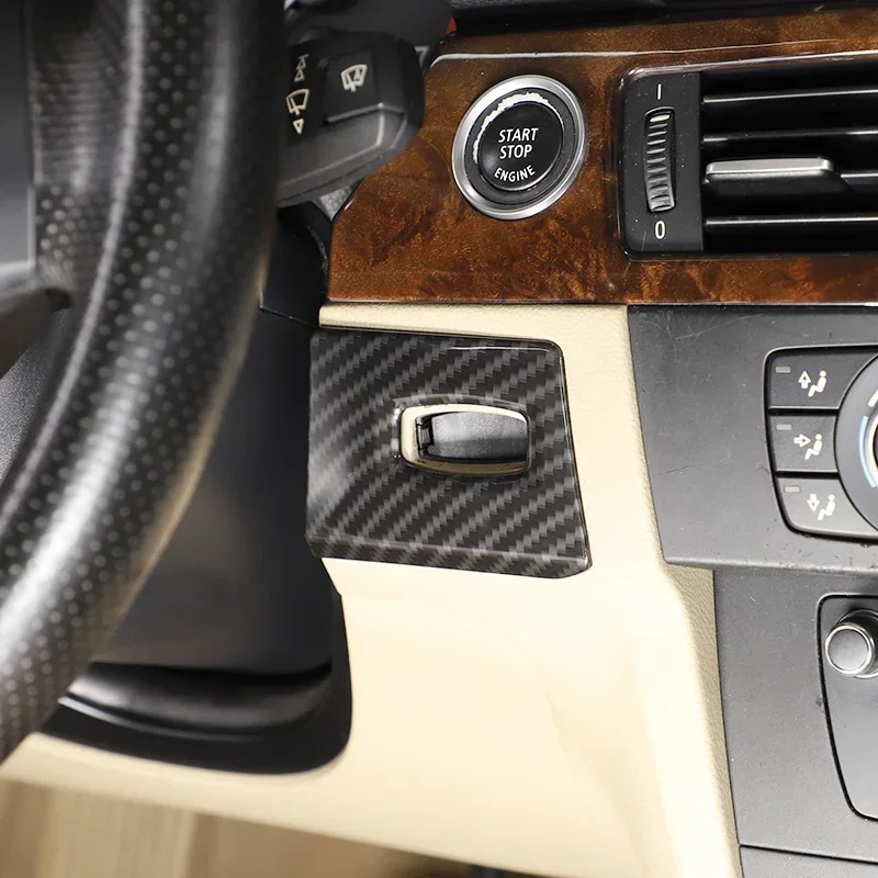 

For BMW 3 Series E90 2005-2012 ABS Carbon Fiber Car Ignition Switch Decorative Cover Keyhole Frame Cover Sticker Car Accessories