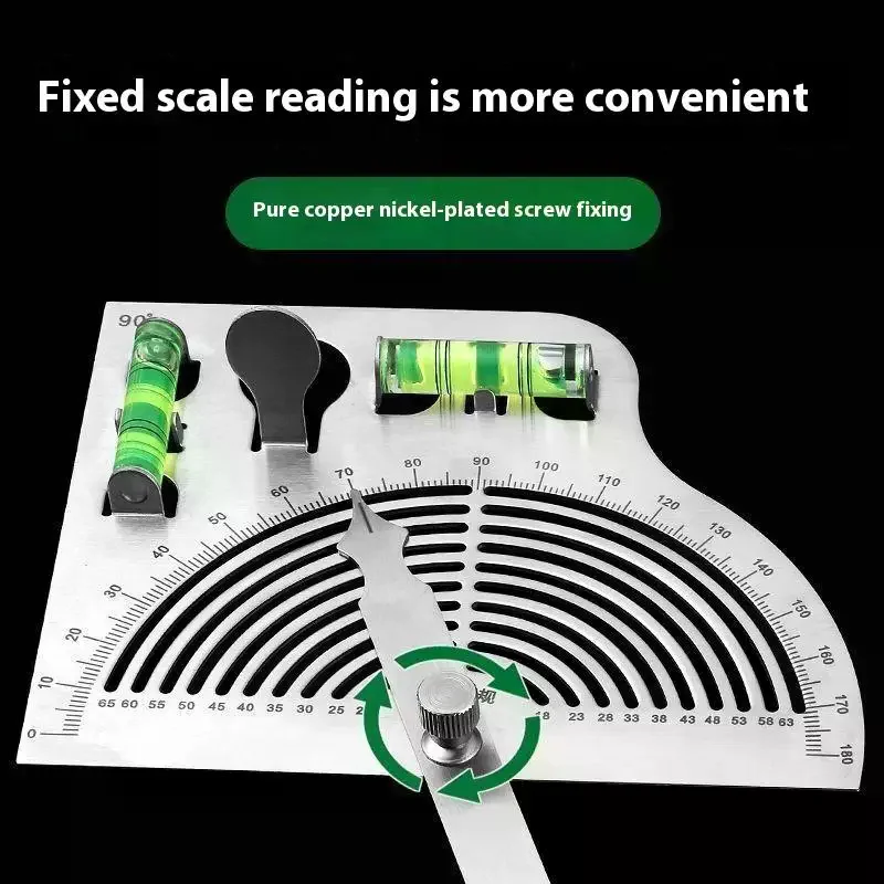 1 قطعة عالية الدقة قابل للتعديل 180 ° مسطرة زاوية - أداة قياس متحركة متعددة الوظائف من الفولاذ المقاوم للصدأ لأعمال النجارة #3