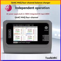 A12F-Toolkitrc Q4AC Smart Balance Charger AC100W 4 Port Smart Charger XT60 To XT30 For 1-4S Lipo Battery FPV Racing Drone
