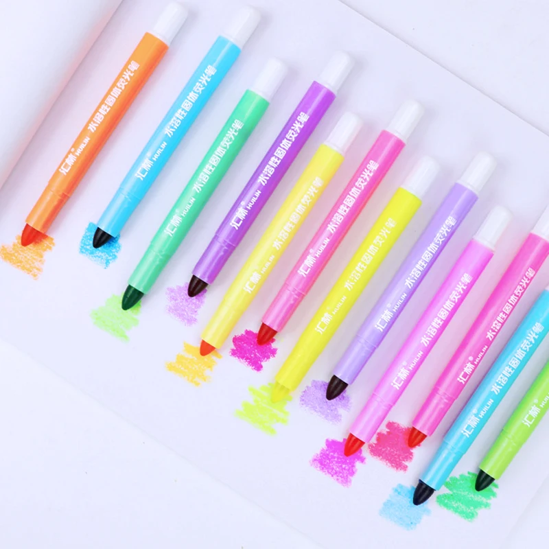 Adorável criativo papelaria sólido fluorescente traços iluminador marcadores fluorescentes cor caneta estudantes doce cor pequeno fresco