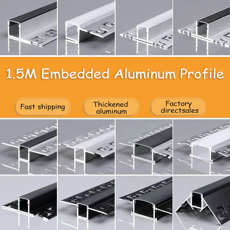 1.5M 4-12 szt. Liniowe światło LED bezgraniczna, wbudowana koronka z aluminiowym profilem wpuszczana lampa płyty gipsowe wystrój wnętrz odblaskowa