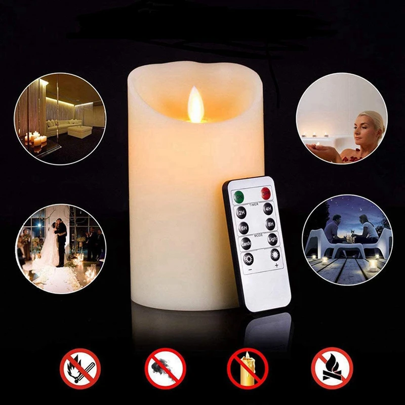 4X LED Candles, Flickering Flameless Candles, Rechargeable Candle, Real Wax Candles With Remote Control,12.5Cm A