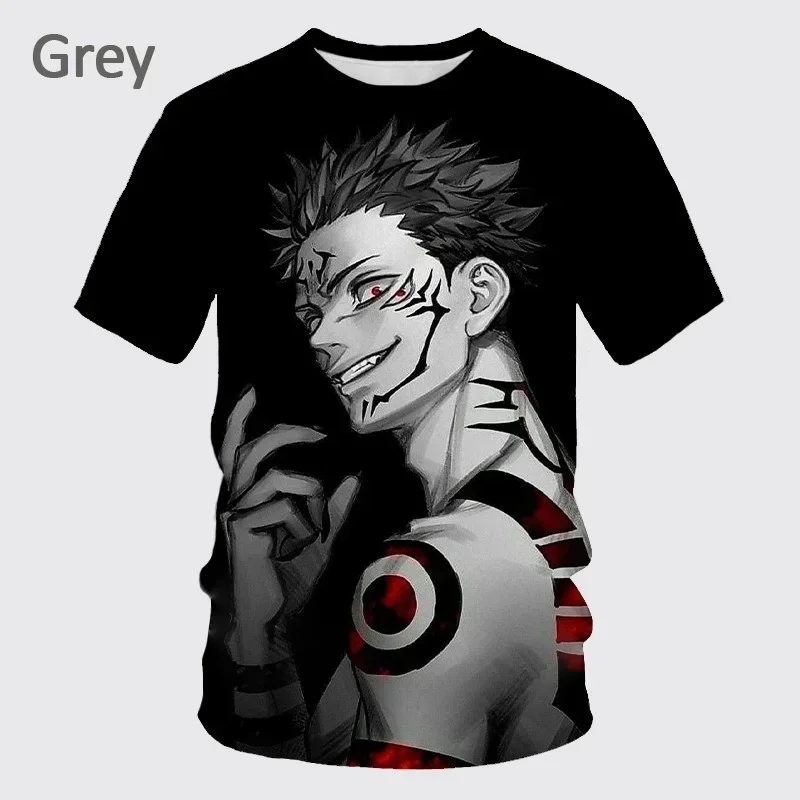 여름 신작 애니메이션 Jujutsu Kaisen 3D 프린팅 티셔츠 남성용 성격 힙합 반팔 유니섹스 캐주얼 라운드 넥 탑