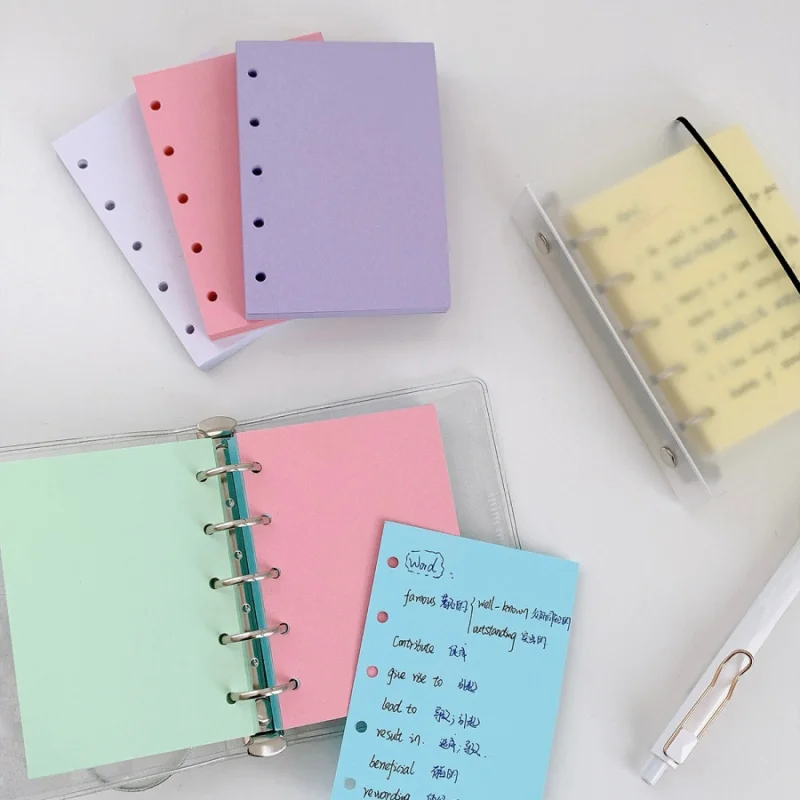 50 Stück/PackungM5Loseblatt-Notizbuch Innenseiten5Kongti Core Rosa Gelb Grün Lila Blau Klassifizierungspapier Haftnotizen Journal