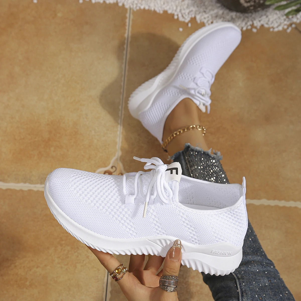 Women's Shoes Ladies Outdoor C - đánh giá và giá Knit Fabric Lace Up Sneakers