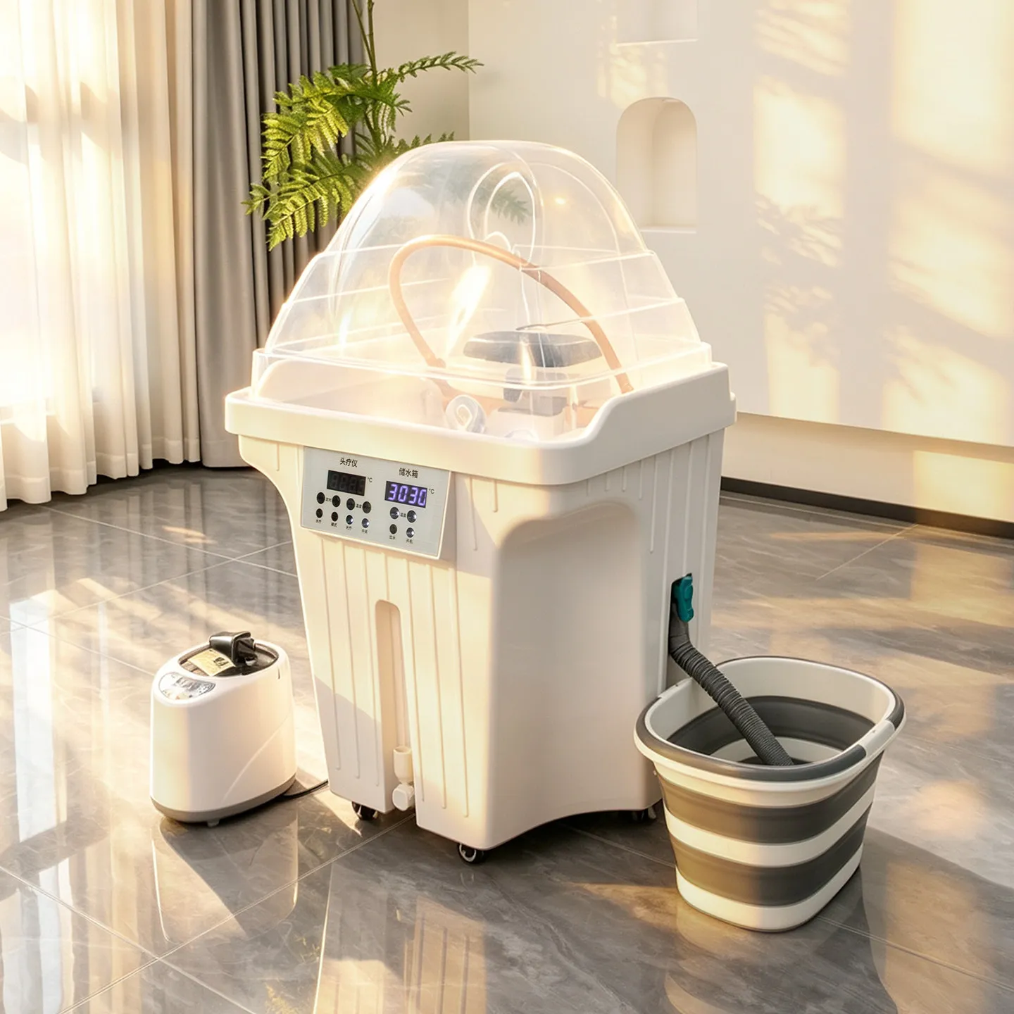 Beauty salon water storage mobile head treatment basin free of connection water special barber shop constant  water  fumigation