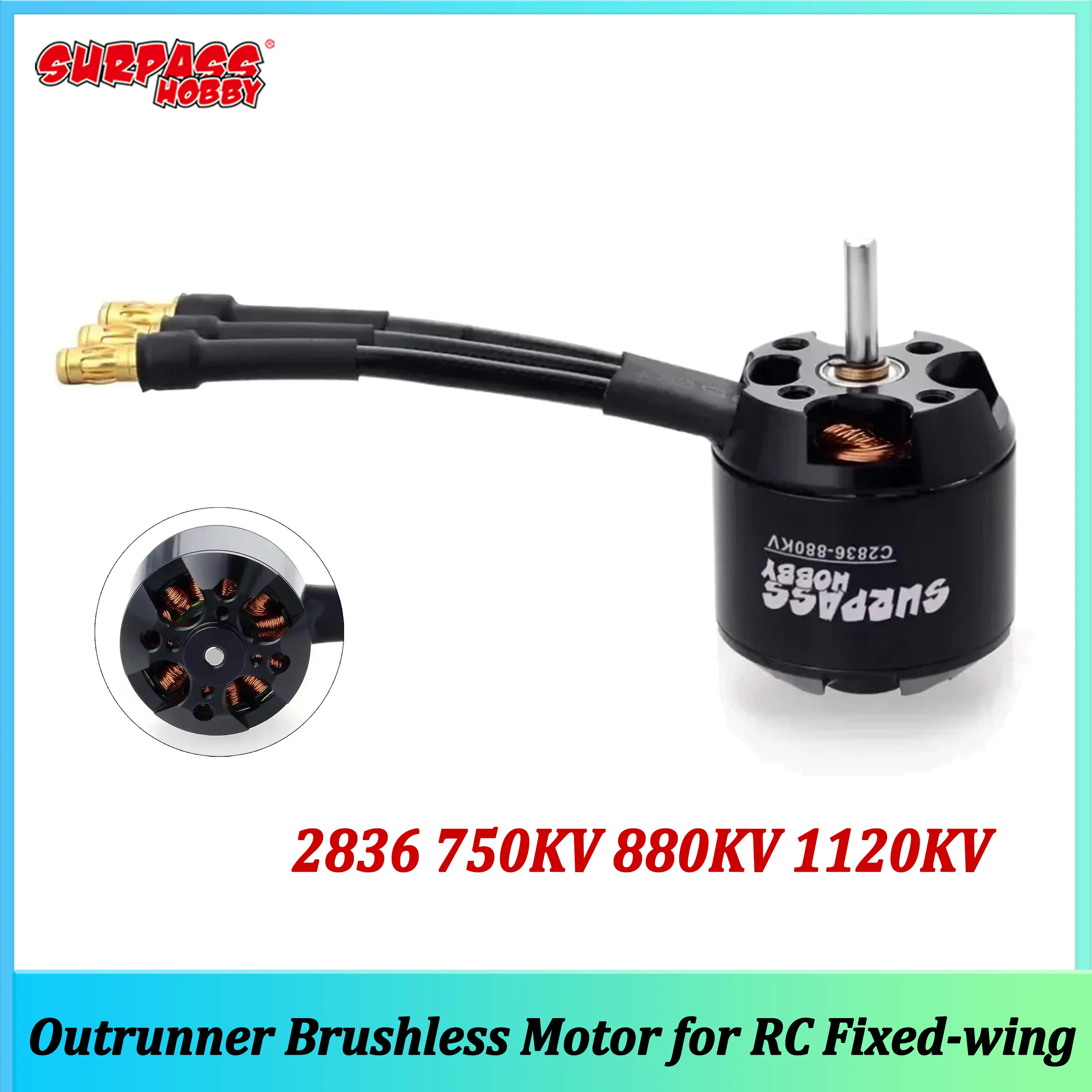 

Бесколлекторный двигатель SURPASS HOBBY 2836 750KV/880KV/1120KV для радиоуправляемых самолетов, дронов FPV, вертолетов, планеров