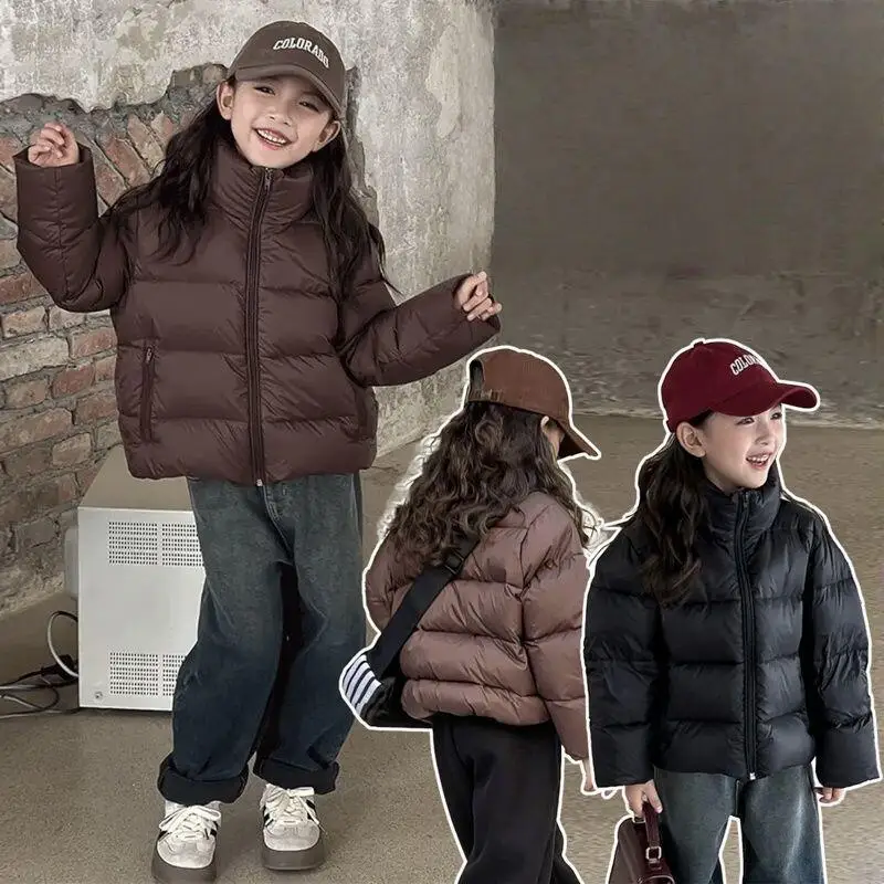 

Girl Thicken Zip-Up Jacket Stand Collar Cotton-Padded Jacket Autumn and Winter Coat Child Kawaii Fashion New Hot Casual Clothing