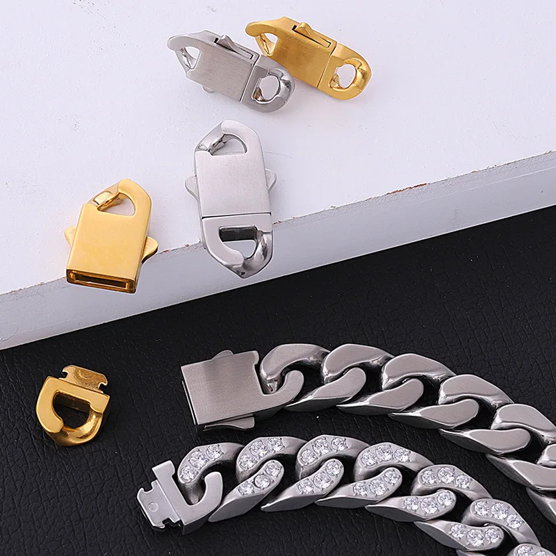 Stainless Steel Spring Clasps Lobster Clasp for Cuba Hiphop Chain Bracelet and Necklace Buckle Jewelry Making Accessories - view 5