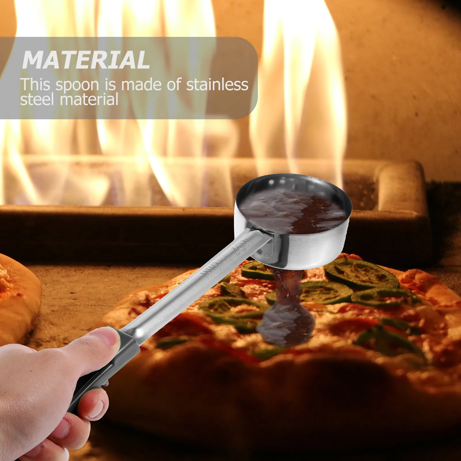 

Pizza Sauce Spoon Stainless Steel Portion Control Ladle 4oz Hole Design Kitchen Tool Small Serving Scoop