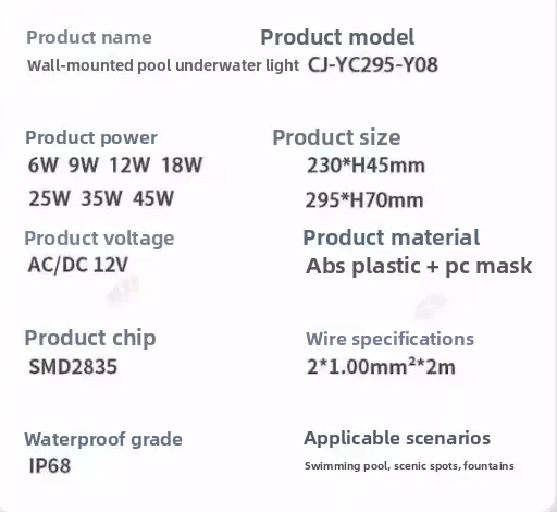 Zwembad RGB LED Zwembadverlichting IP68 Waterdicht AC12V 2500lm 45W RGB LED Zwembadverlichting met afstandsbediening