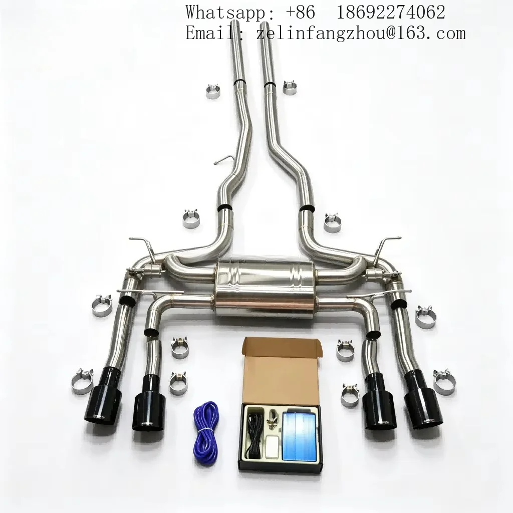SS304 Stainless Steel Valved Catback Exhaust for Jaguar F-TYPE X152 3.0T 2014-2023 Mid Rear Quad Tips Muffler Upgrade