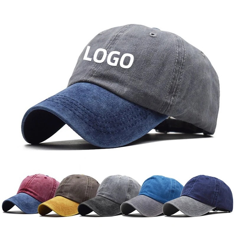 Custom Letters New Fashion Vintage Women‘s Hat Washed Cotton Mix Two Black color Vintage Baseball Caps for Men Emborider Logo