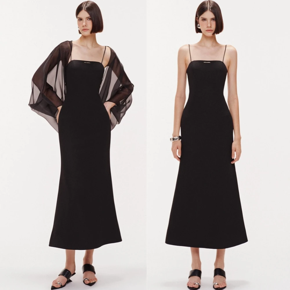 

Изысканное вечернее платье из джерси по индивидуальному заказу, классическое коктейльное платье с квадратным воротником, блестящая прямая шаль, платья для особых случаев