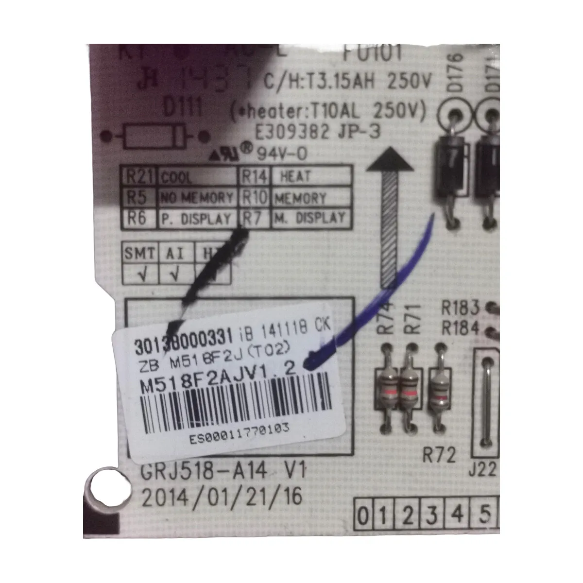 utilisé pour la carte d'ordinateur de climatisation GREE 30138000331   Pièce de climatisation M518F2J(TO2)