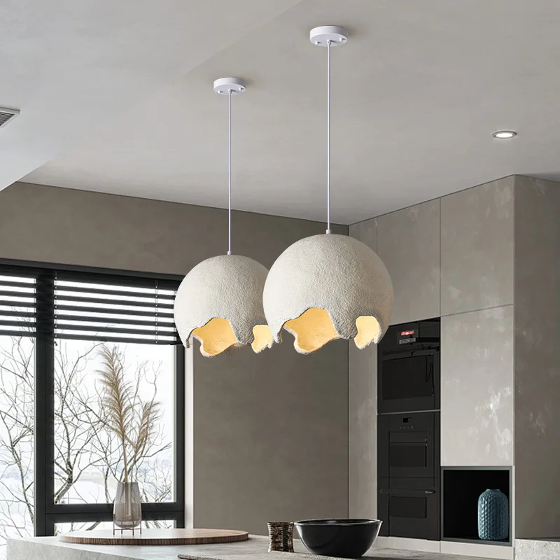 Hand-frosted white opaque spherical resin lampshade with a diameter of 29 cm, Nordic simple indoor living room dining room porch