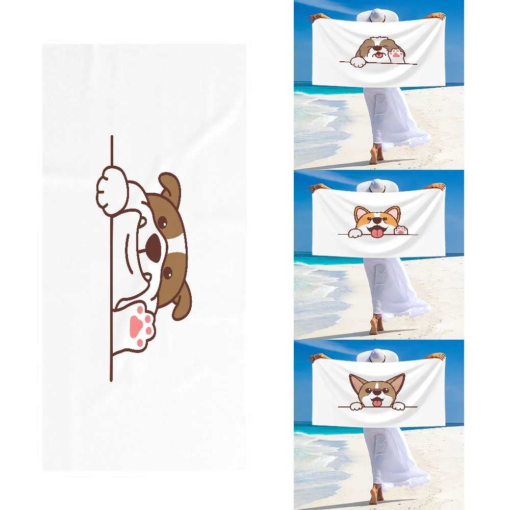 Cute Dog Waving Paw Towel Ultra Soft Absorbant Quickdry Large Beach Towels Personalized Gym Sport Bath Towels