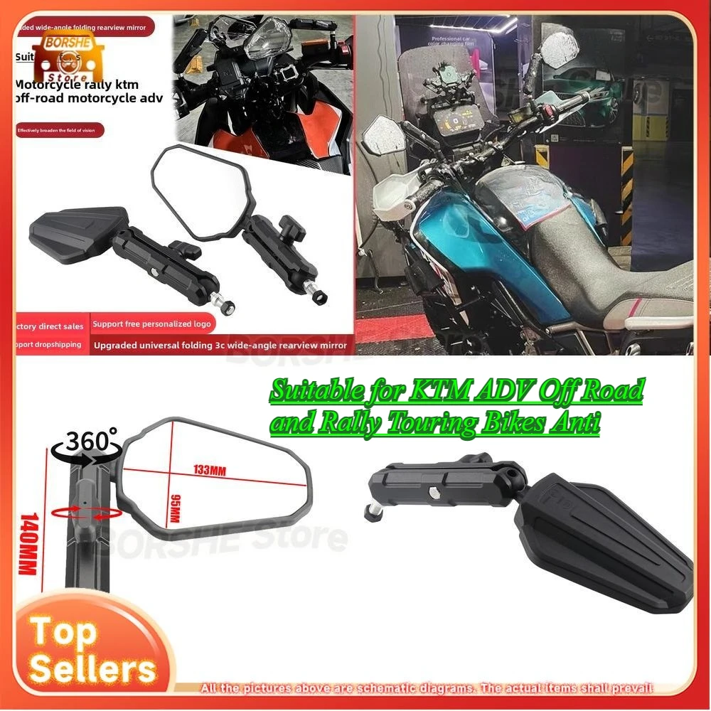 

Universal Folding Rearview Mirror for Motorcycle with 3C Wide View Suitable for KTM ADV Off Road and Rally Touring Bikes Anti