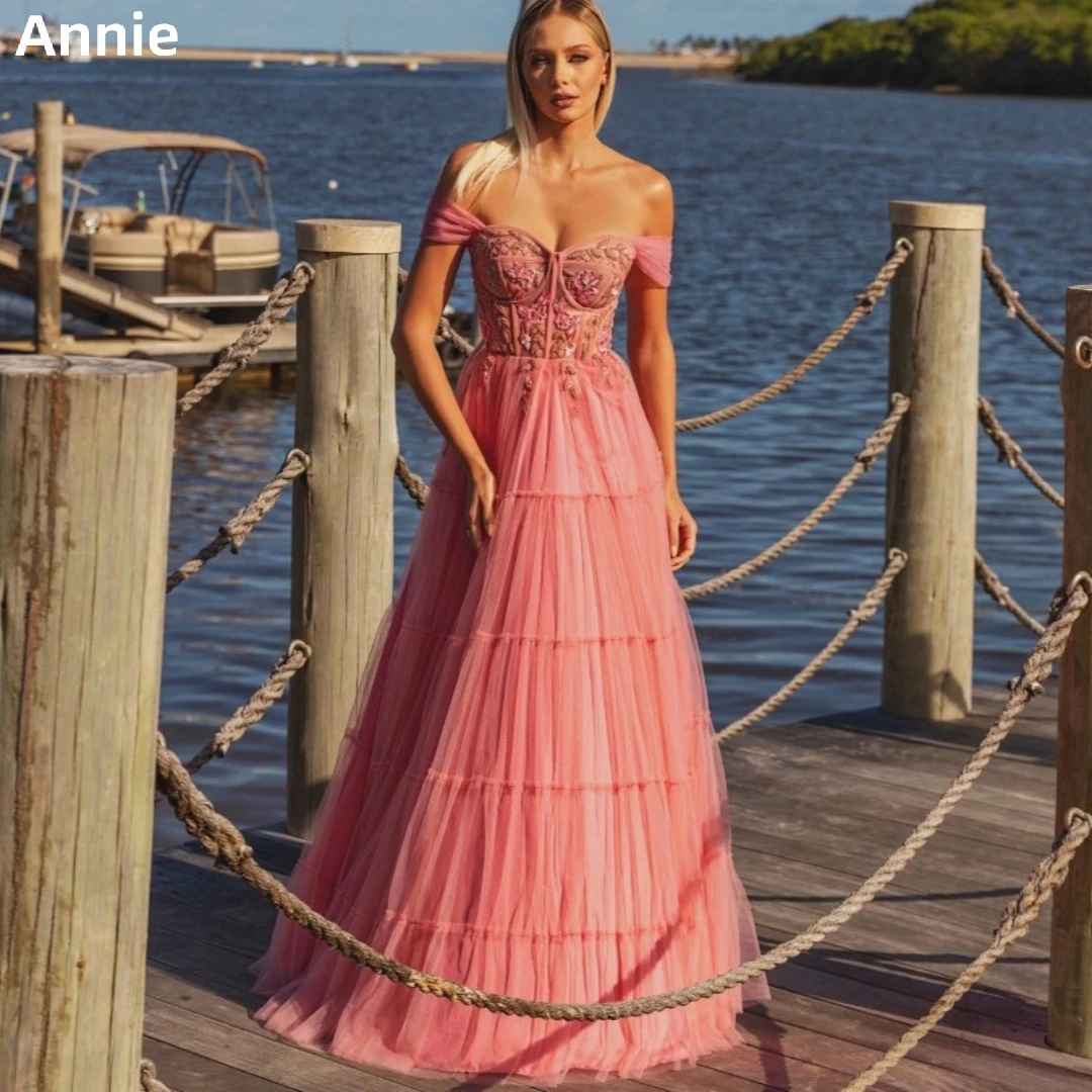 

Annie Organza Embroidery Prom Dresses Pink Strapless Cocktail Custom Evening Dresses Ladies Robe 2023 Vestidos De Noche