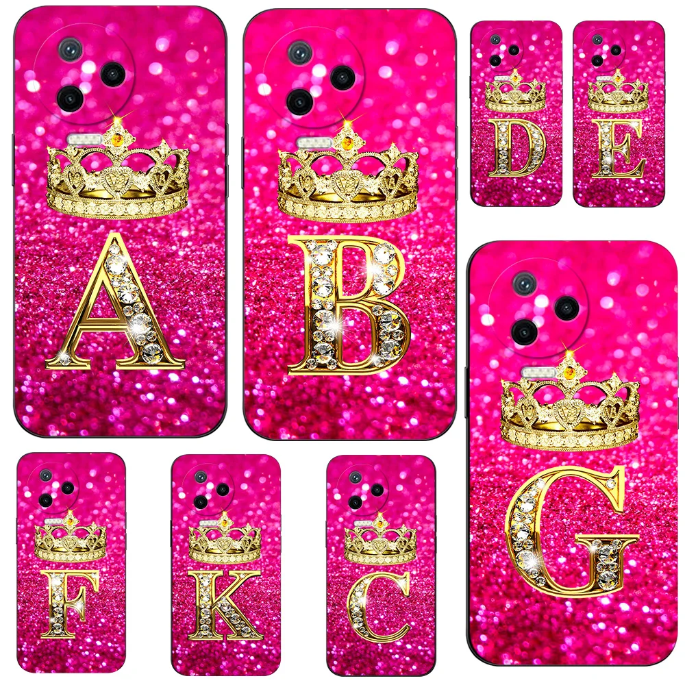 Case For infinix note 12 4G (2023) NOTE PRO 4G (X676B) Silicon Phone Cover black tpu case letter Diamond Crown