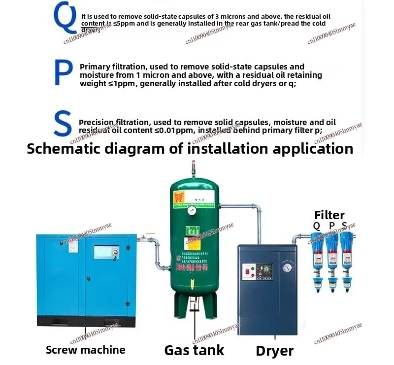 Compressed Air Precision Filter Air Compressor Three-stage Oil-water Separator Automatic Drainage Air Pump Cold Dryer