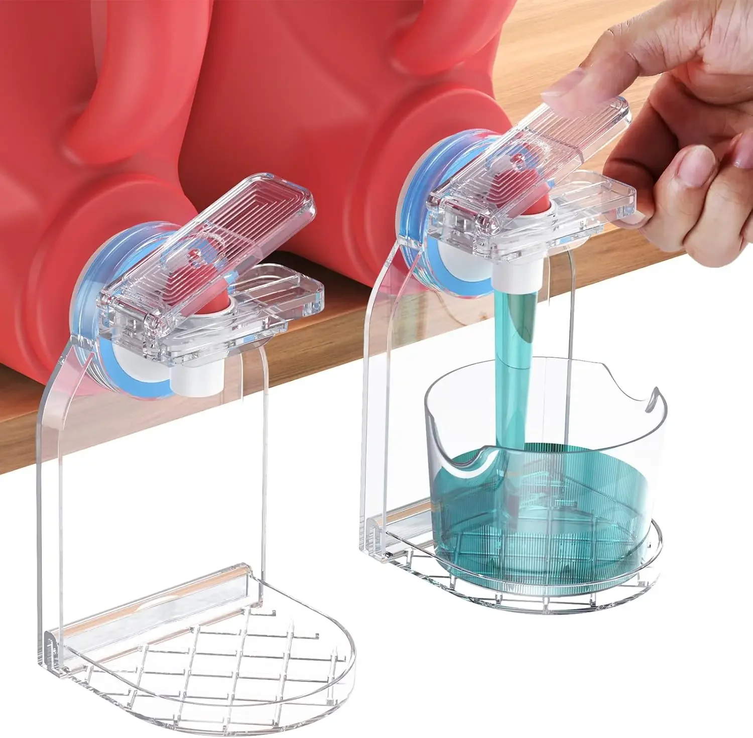

Clear Laundry Detergent Dispenser with Drip Catcher & Force-Saving Switch (2 Pack)