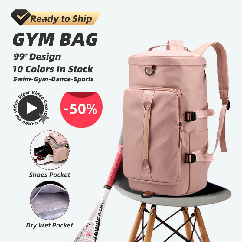 Weekender-mochila de viaje 3 en 1 para hombre y mujer, bolso de mano impermeable de gran capacidad para gimnasio, bolso cruzado con compartimento para zapatos, Fitness